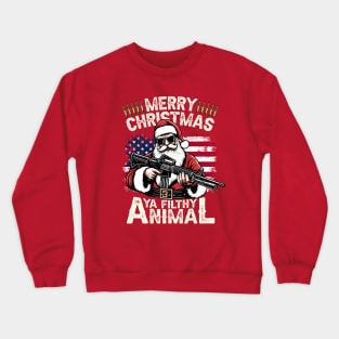 Funny Merry Christmas Ya Filthy Animal ,Christmas shirt ,Winter sign ,Holiday quote ,Retro Christmas cut file Crewneck Sweatshirt